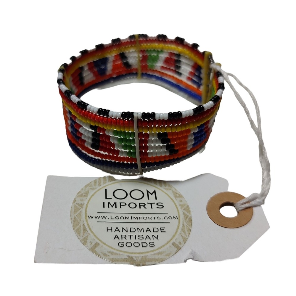 Loom‎ Imports Native American Seed Beaded Handmade Cuff Bracelet New With Tags